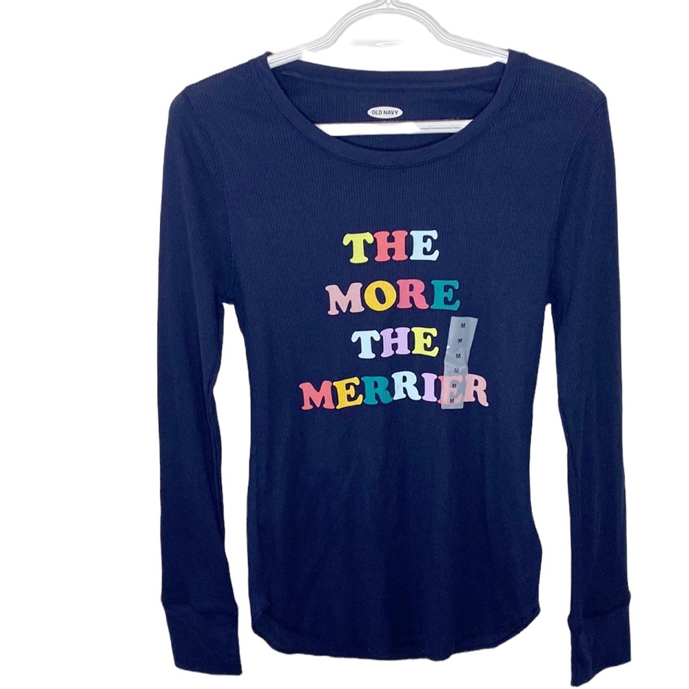 Old Navy the more the merrier rainbow graphic thermal long sleeve tee size M